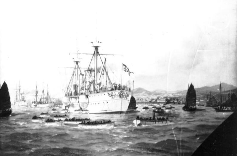Besitznahme der Bucht von Kiautschau durch Marinetruppen am 14. November 1897