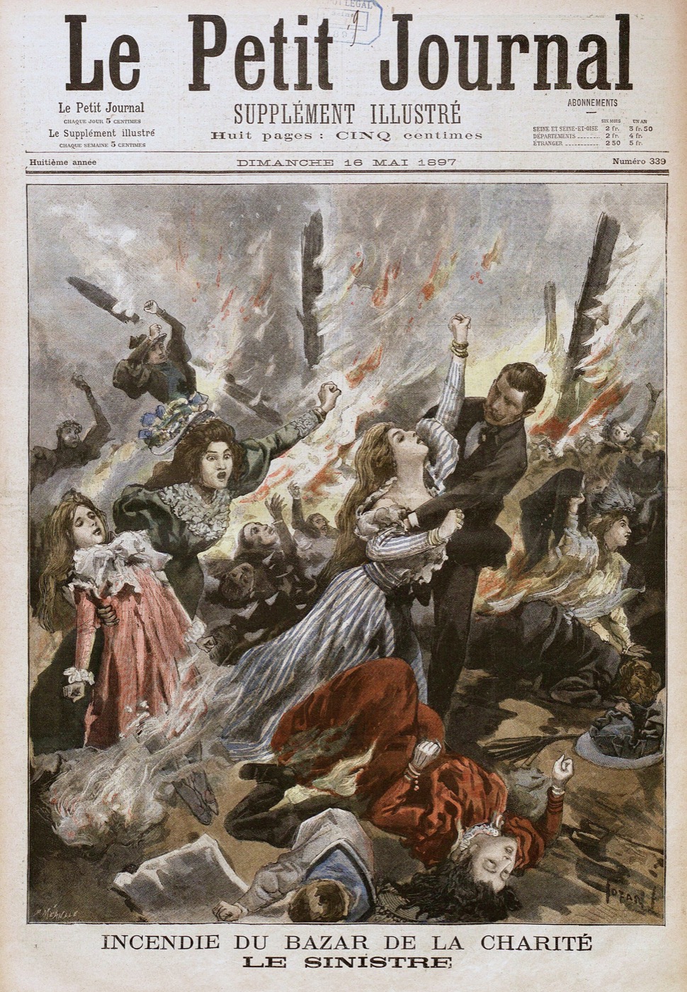 Titelblatt des „Petit Journal" vom 16. Mai 1897 mit der Brandkatastrophe des Wohltätigkeitsbazars