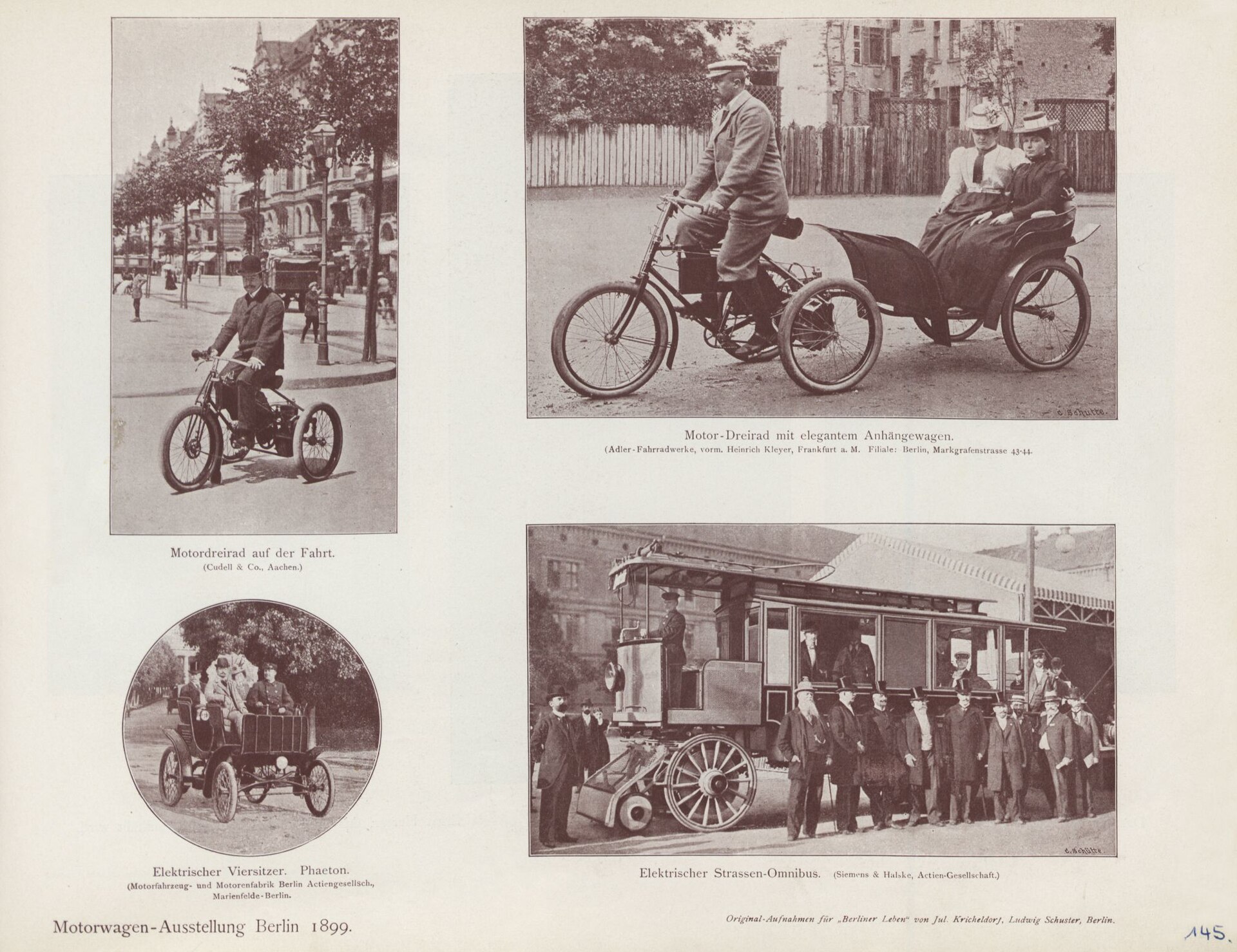 Bildseite der Motorwagen-Ausstellung Berlin 1899 aus „Berliner Leben"