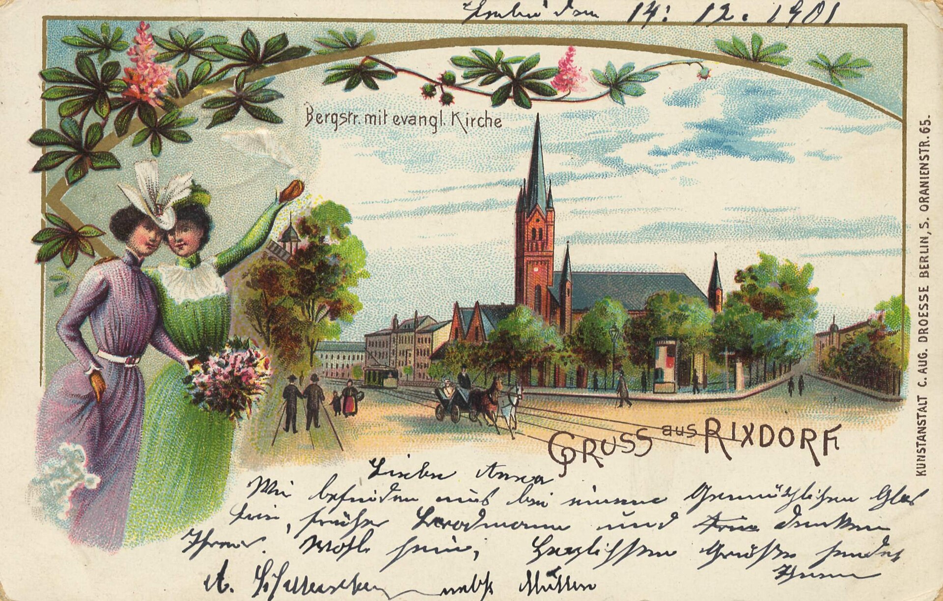 Die Bergstraße in Rixdorf, Ansichtskarte