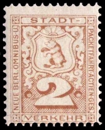 Briefmarke der Berliner Packetfahrt-Gesellschaft, 2 Pfennig
