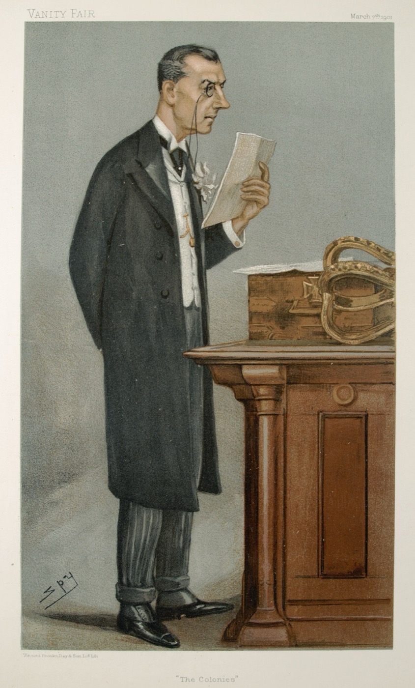 Joseph Chamberlain, Karikatur von Spy, Vanity Fair, 7. März 1901
