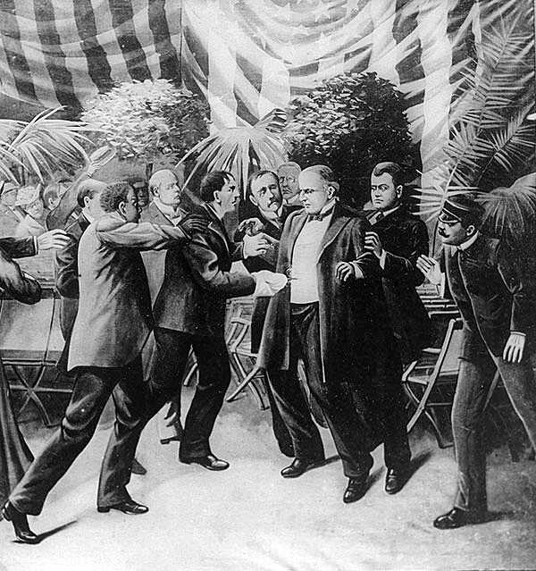 Das Attentat auf Präsident McKinley, Gemälde von T. Dart Walker, um 1905