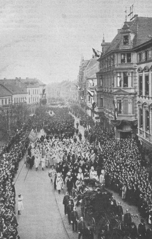 Der Leichenzug für Friedrich Alfred Krupp in Essen