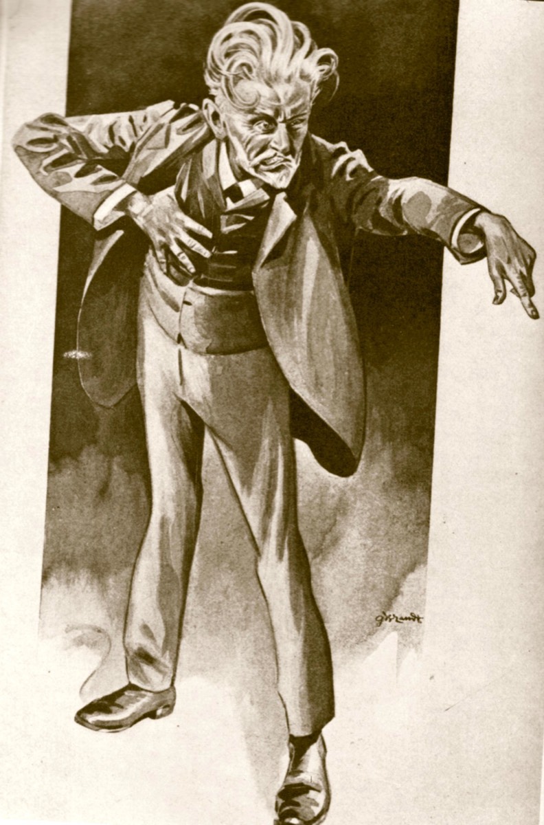 „Der rabiate August": August Bebel im Reichstag, Karikatur aus dem Kladderadatsch 1903