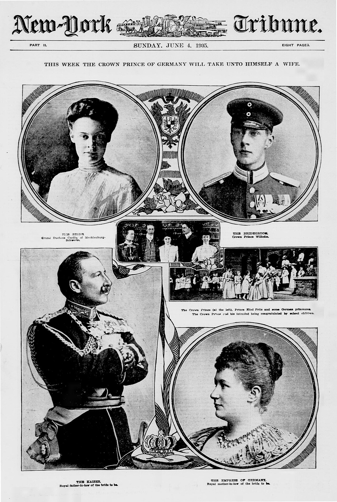 Pressebild zur Hochzeit des deutschen Kronprinzen, Juni 1905