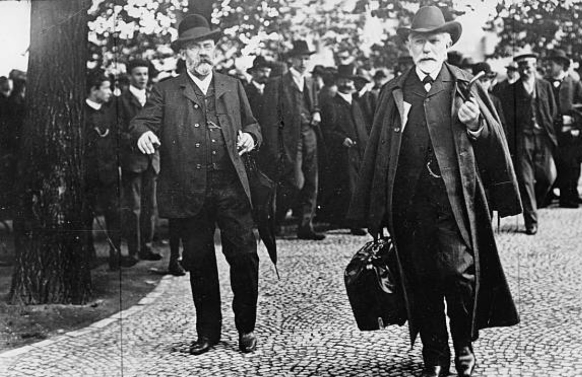 August Bebel und Wilhelm Pfannkuch beim Parteitag in Jena