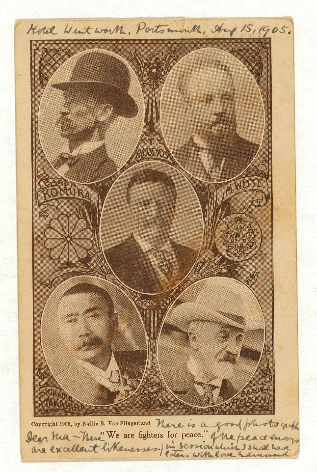 Die Unterhändler der Friedenskonferenz von Portsmouth und Präsident Roosevelt