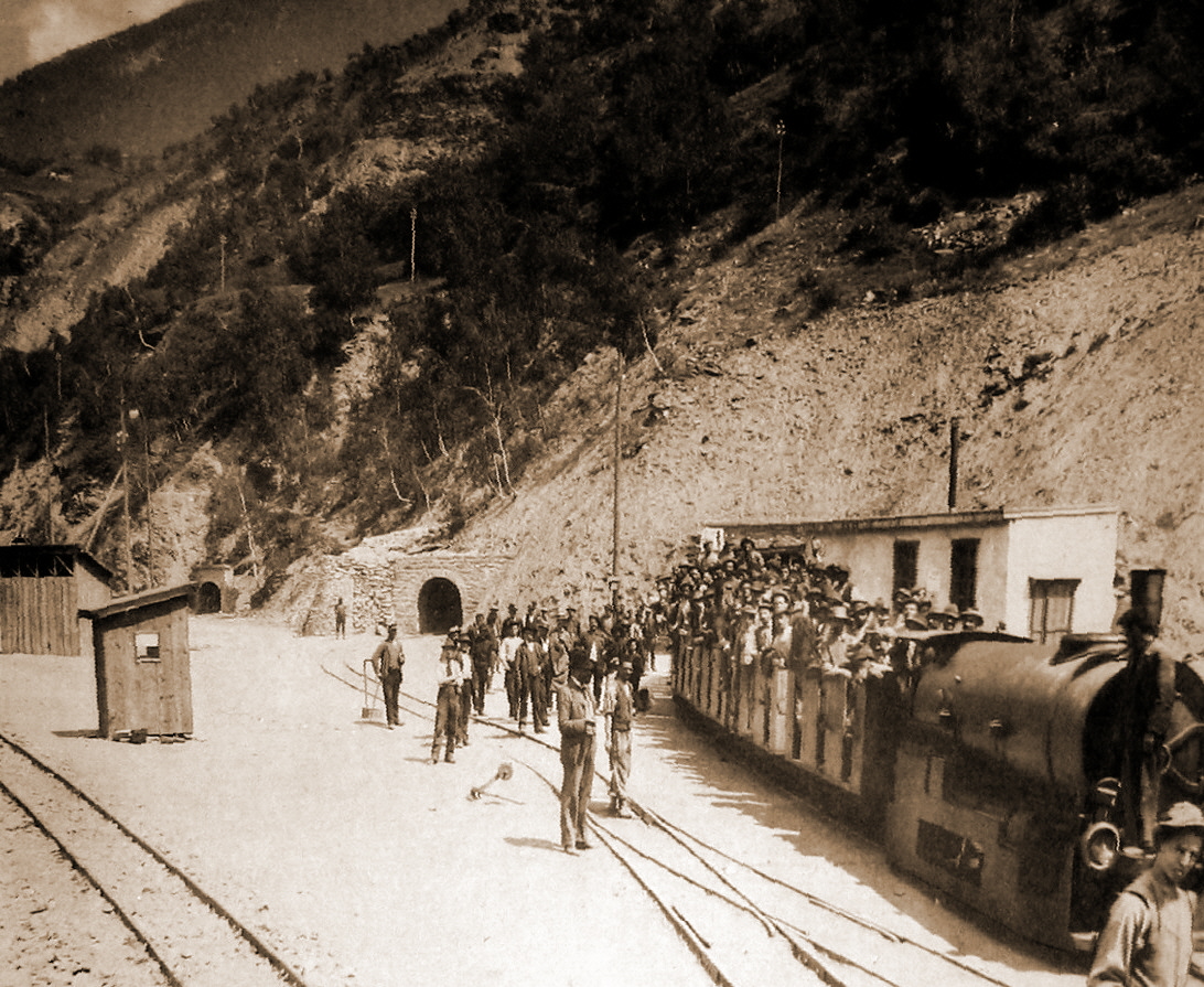 Der Simplontunnel, Nordportal bei Brig während der Bauzeit