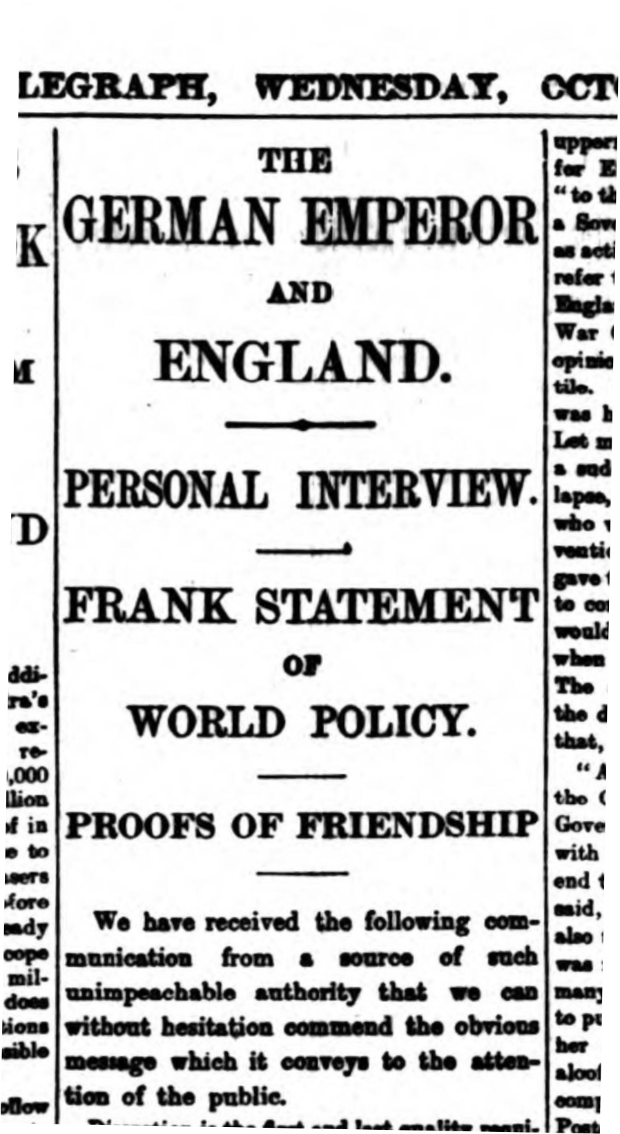 Das Interview Wilhelms II. im Daily Telegraph