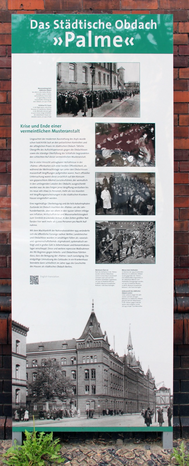 Gedenktafel am historischen Standort Fröbelstraße 15