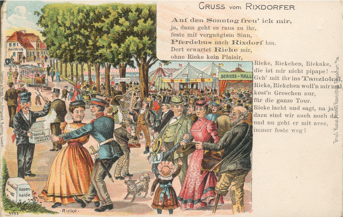 Historische Postkarte des Vergnügungsparks „Neue Welt"
