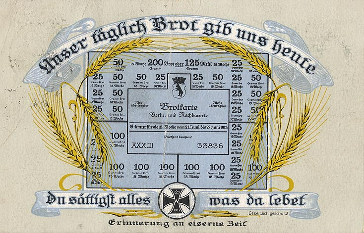 Ansichtskarte mit abgebildeter Brotkarte