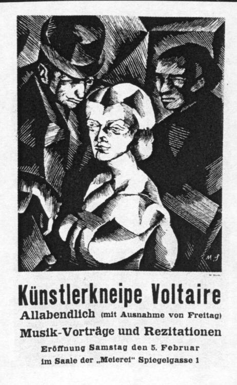 Werbeplakat für das Cabaret Voltaire in Zürich