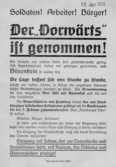 Plakat zur Rückeroberung des Vorwärts-Gebäudes