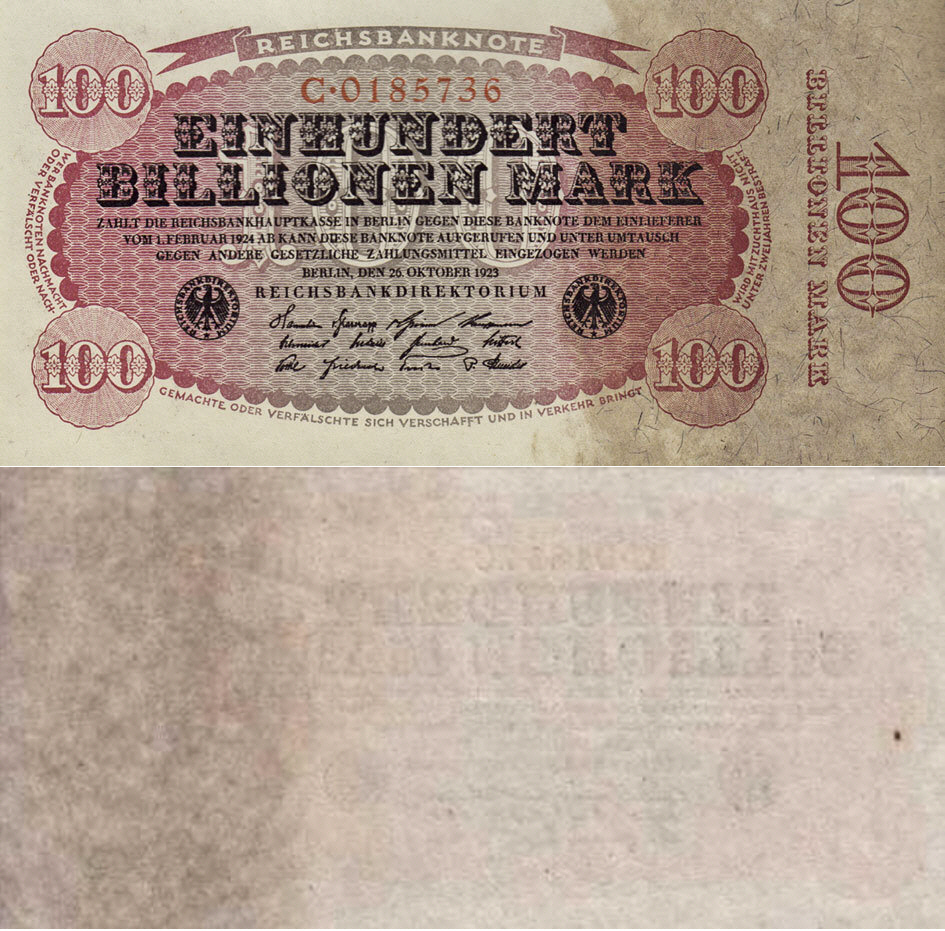 100-Billionen-Mark-Schein vom 26. Oktober 1923