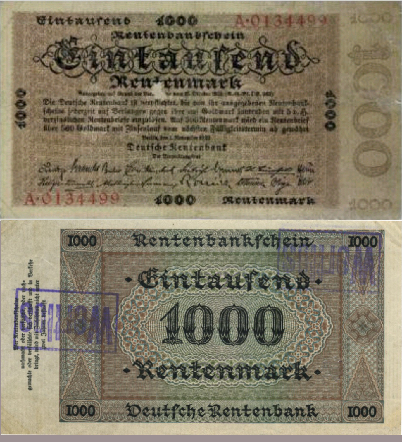 1000-Rentenmark-Schein vom 1. November 1923