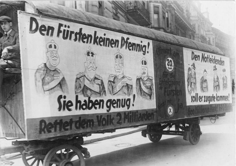 Plakat zum Volksbegehren gegen die Fürstenabfindung, 1926