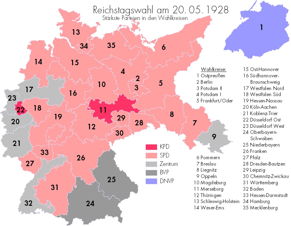 Ergebnisse der Reichstagswahl 1928 nach Wahlkreisen