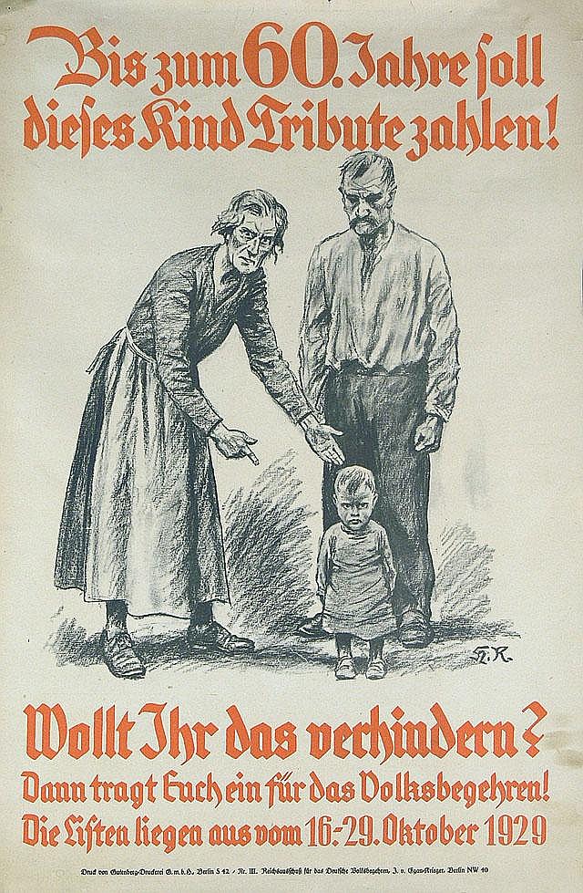 Wahlplakat des „Reichsausschusses für das deutsche Volksbegehren" gegen den Young-Plan, 1929