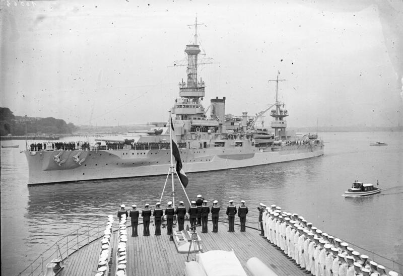 Das US-Schlachtschiff Arkansas im Kieler Hafen