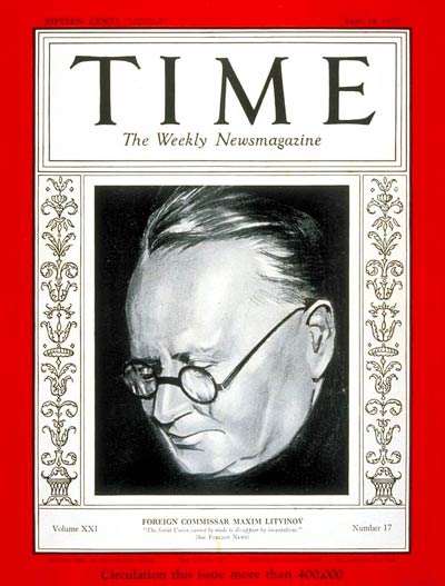 Maxim Litwinow auf dem Titelblatt des Time Magazine