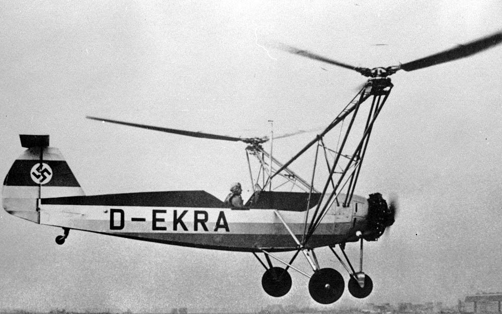 Die Focke-Wulf Fw 61 im Flug — hier bei einer späteren Vorführung mit Pilotin Hanna Reitsch