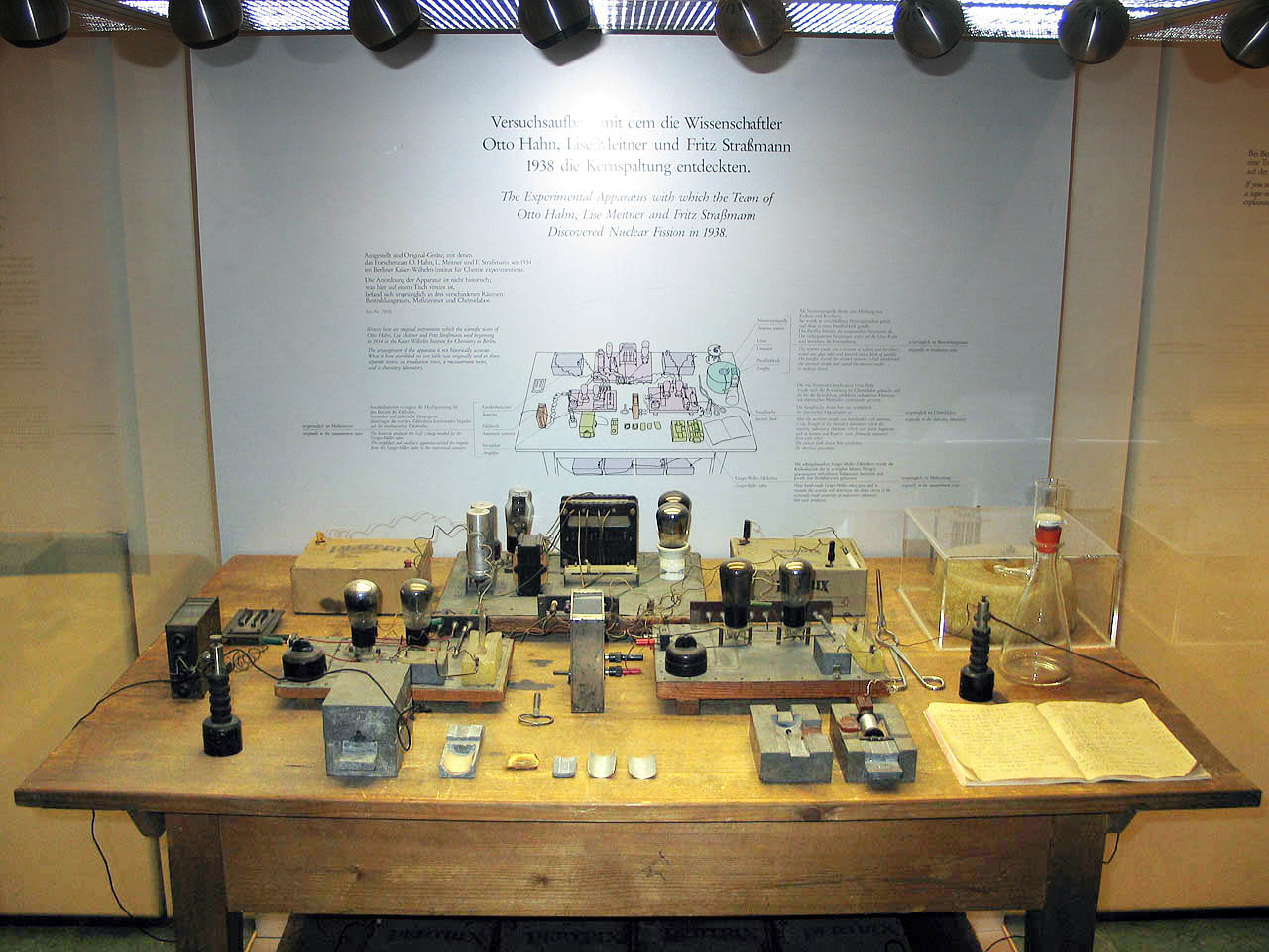 Nachbau der Versuchsapparatur von Otto Hahn im Deutschen Museum