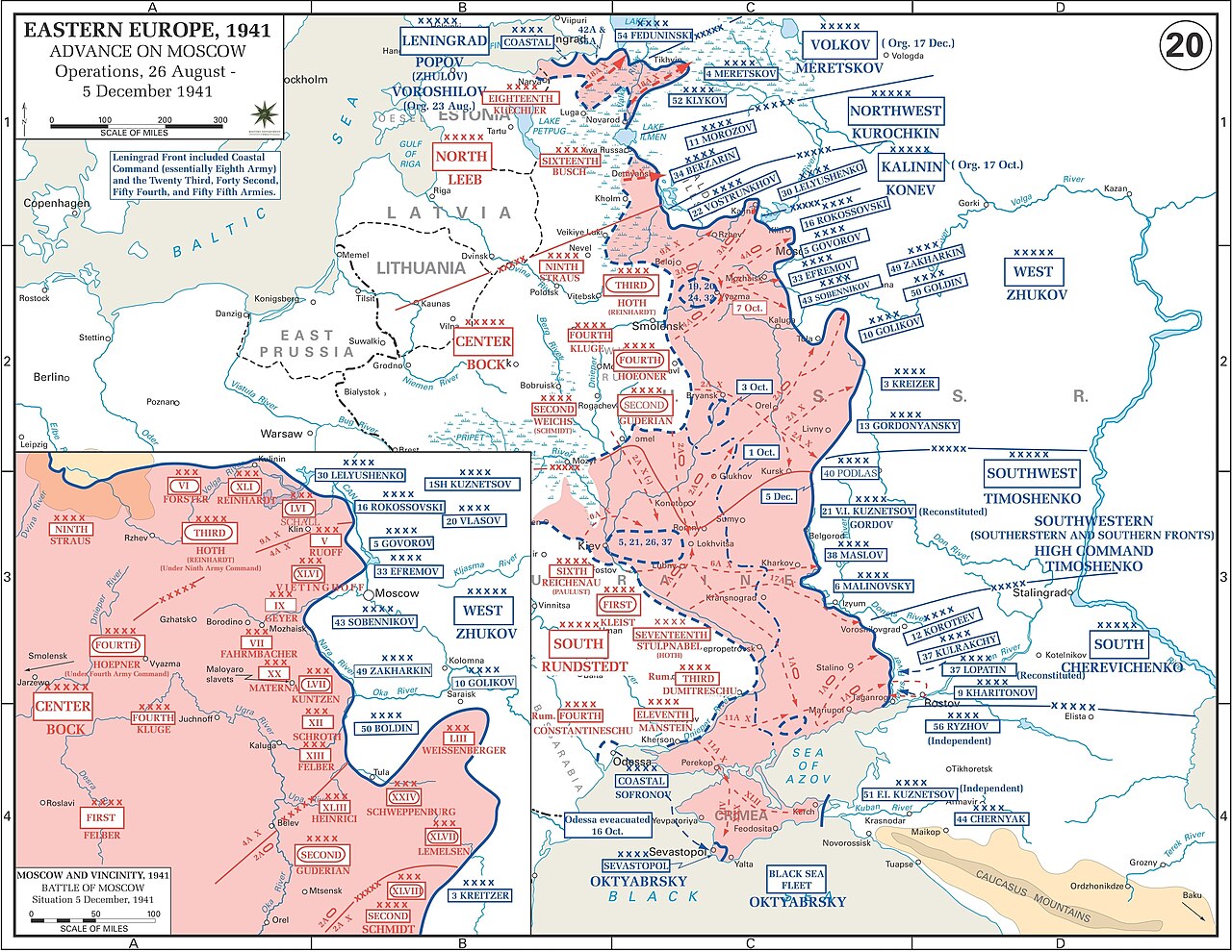 Karte des Unternehmens Barbarossa, Juni–Dezember 1941