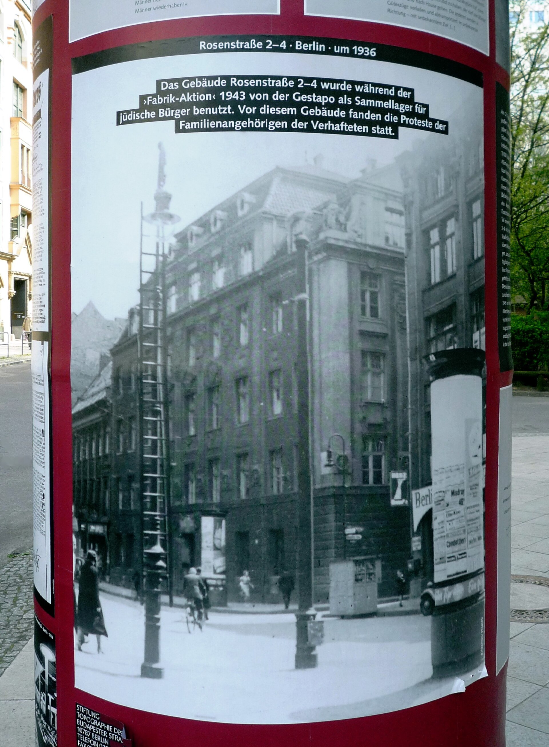 Gedenkstätte für den Rosenstraßen-Protest in Berlin