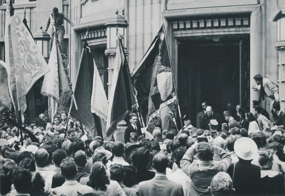 Winston Churchill während seiner Rede an der Universität Zürich, 19. September 1946