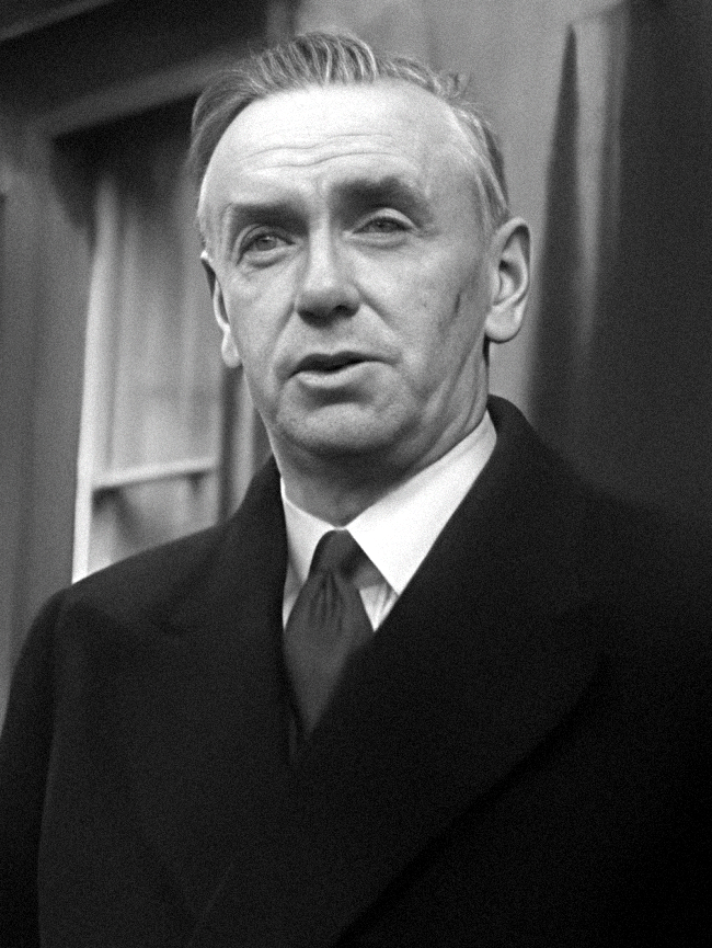 John A. Costello, irischer Taoiseach, der die Republikserklärung ankündigte (Aufnahme von 1948)