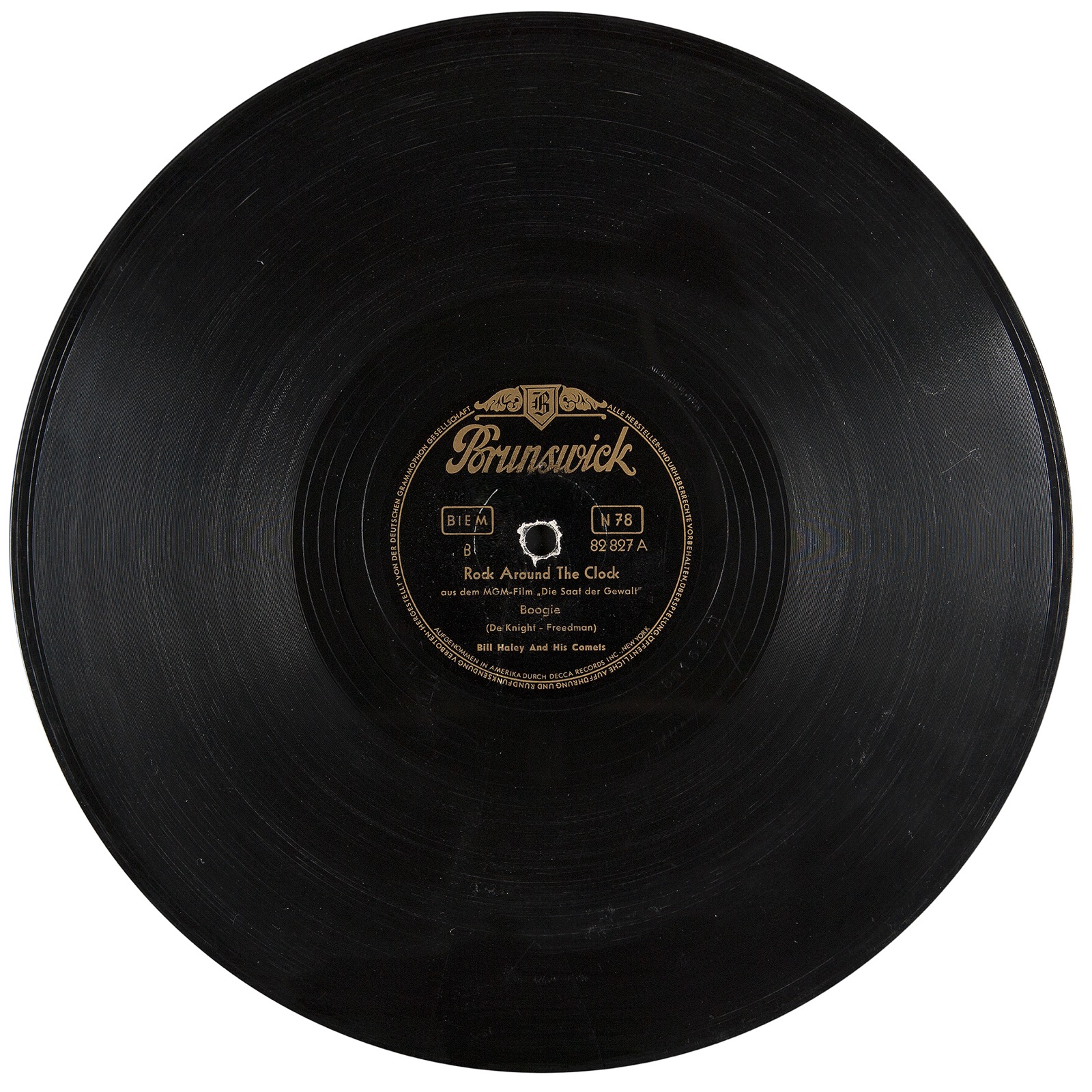 Eine Schellackplatte von Bill Haleys „Rock Around The Clock", dem Song, der 1956 auch in deutschen Kinosälen für Aufruhr sorgt