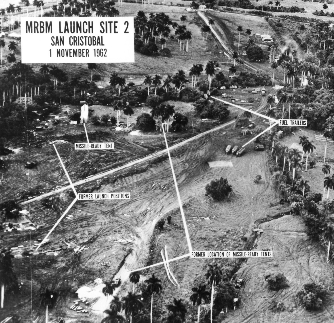 Luftaufnahme sowjetischer Raketenstellungen auf Kuba, 1962