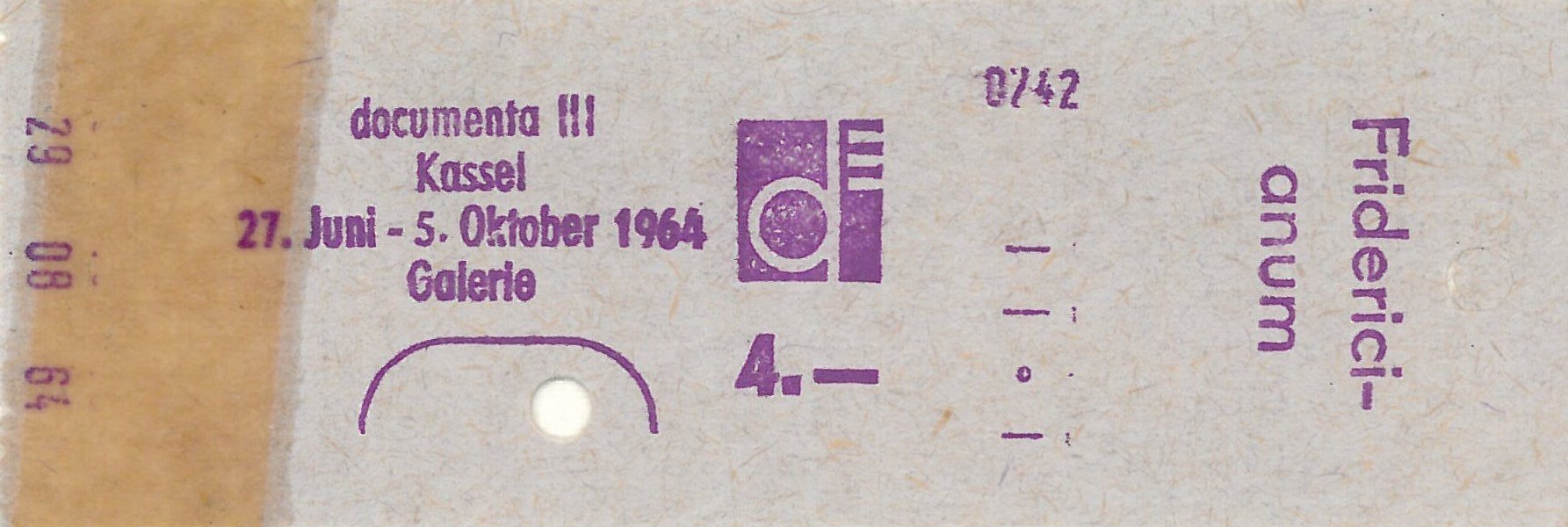 Original-Eintrittskarte der documenta III
