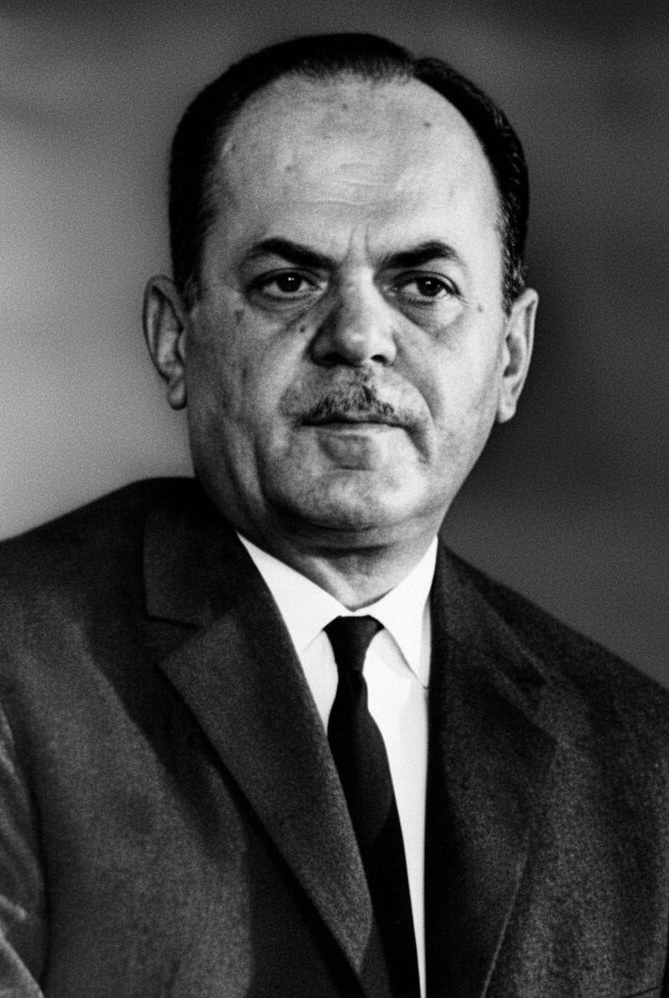 Pressefoto von Oberst Georgios Papadopoulos, dem Anführer der griechischen Militärjunta, 1967