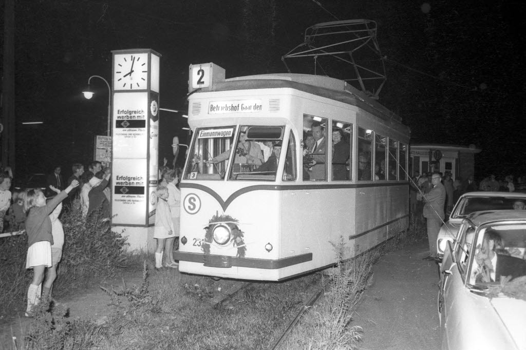 Letzte Fahrt der Straßenbahnlinie 2, 8. September 1969