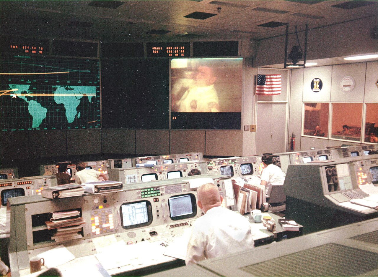 Der Kontrollraum in Houston während der Apollo-13-Mission, 1970