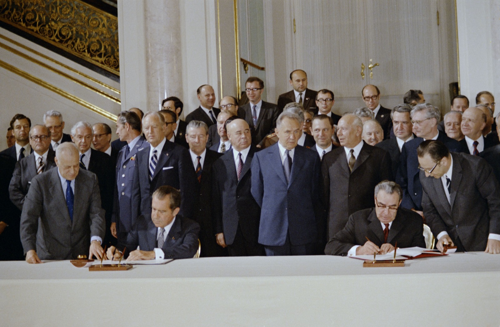 Nixon und Breschnew unterzeichnen den ABM-Vertrag in Moskau, Mai 1972