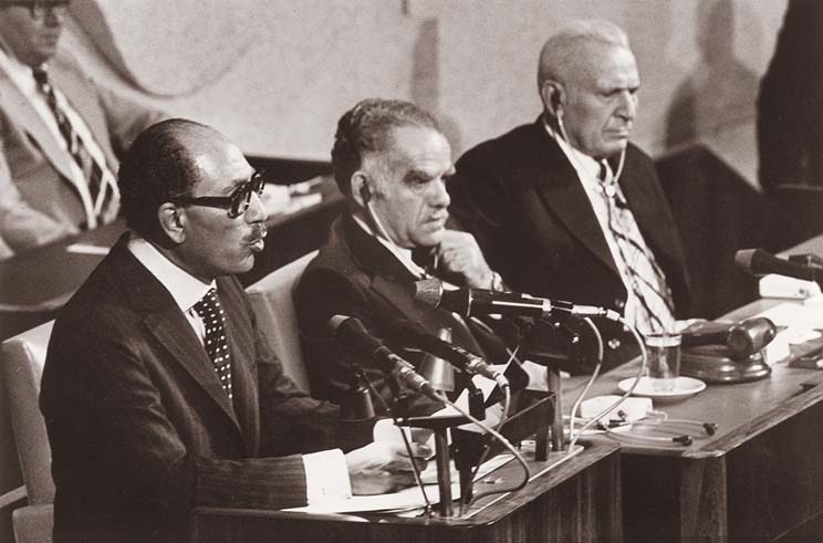 Anwar Sadat spricht vor der Knesset in Jerusalem, 1977
