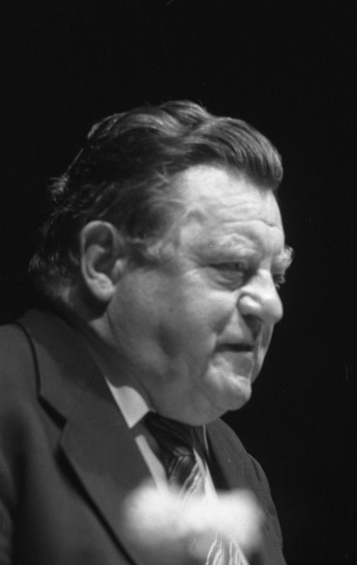 Franz Josef Strauß beim CSU-Wahlkongress in der Münchner Olympiahalle, September 1978