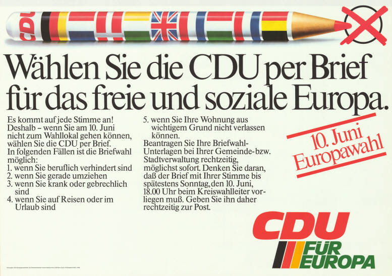 CDU-Wahlplakat zur ersten Direktwahl des Europäischen Parlaments 1979