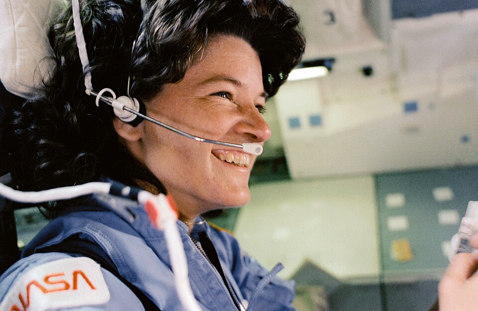 Sally Ride während der STS-7-Mission an Bord der Raumfähre Challenger