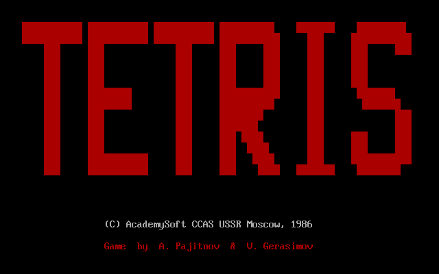 Titelbildschirm der MS-DOS-Version von Tetris