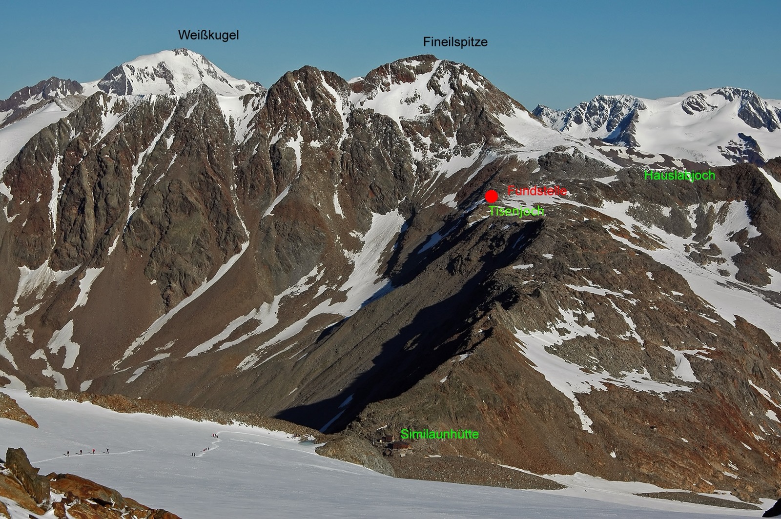 Fundstelle am Tisenjoch/Hauslabjoch in den Ötztaler Alpen