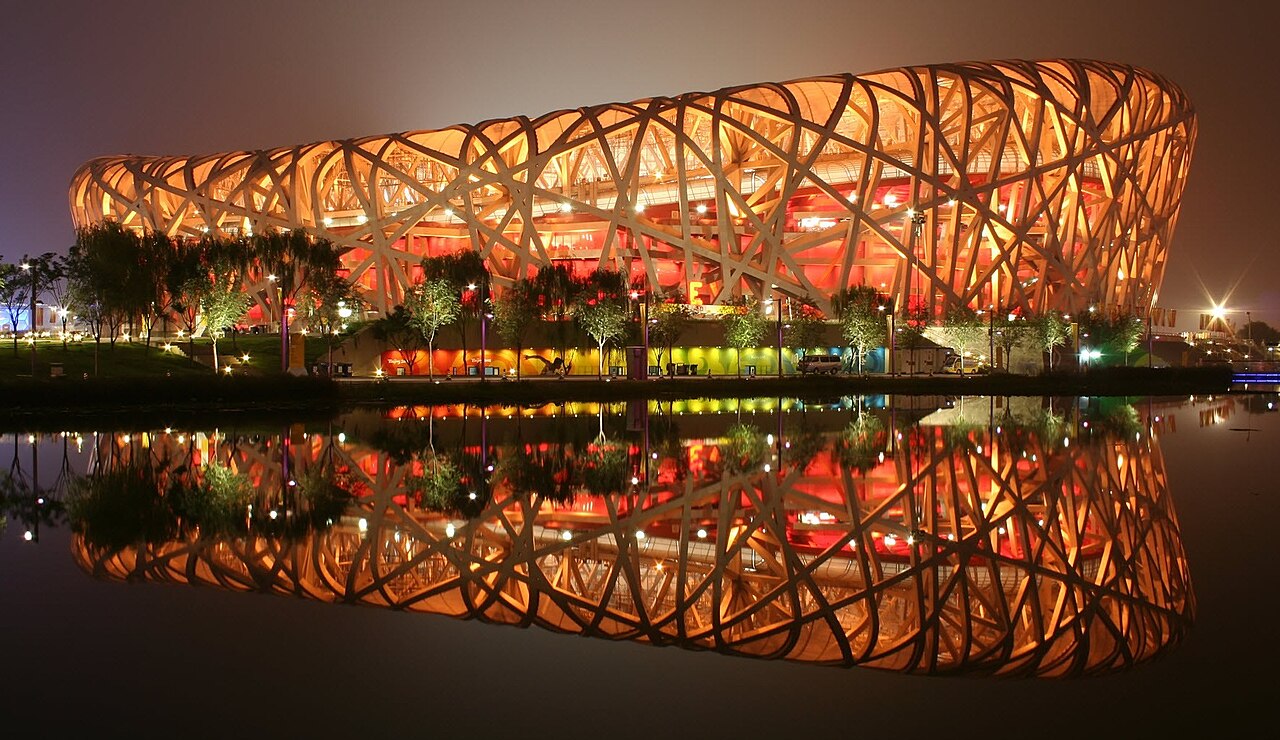 Das Nationalstadion (Vogelnest) in Peking, Olympia 2008