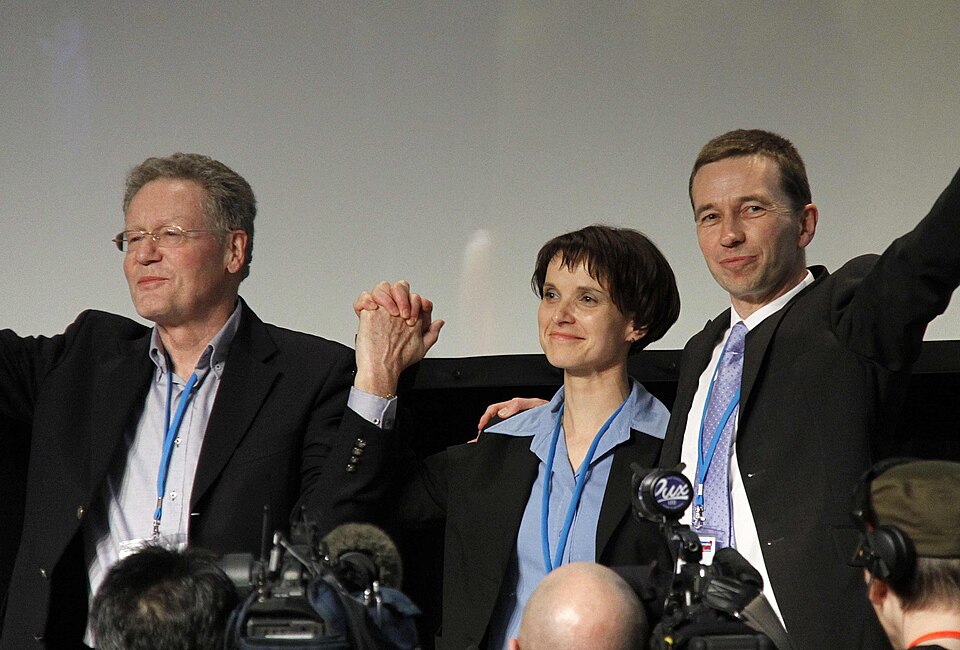 Konrad Adam, Frauke Petry und Bernd Lucke, Gründer der AfD, 2013