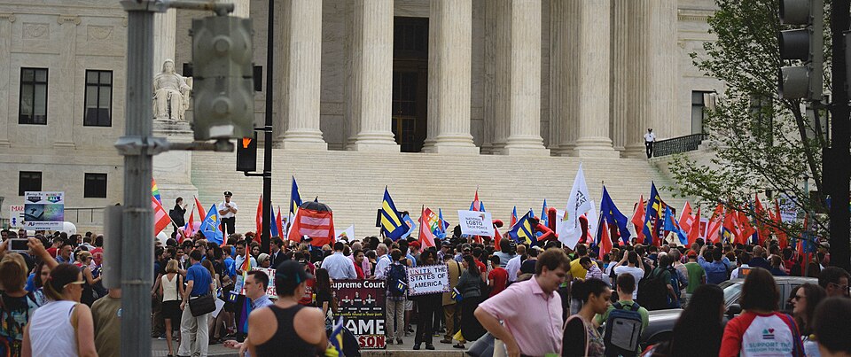Feiernde Menge vor dem Obersten Gerichtshof der USA, 26. Juni 2015