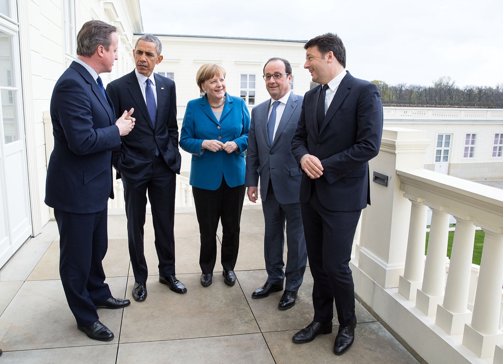 Obama, Cameron, Merkel, Hollande und Renzi in Hannover, April 2016