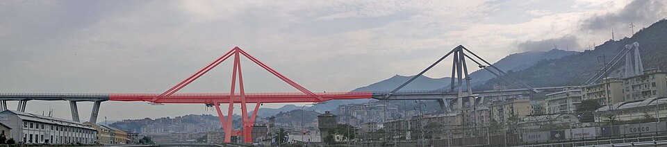 Die eingestürzte Autobahnbrücke Ponte Morandi in Genua
